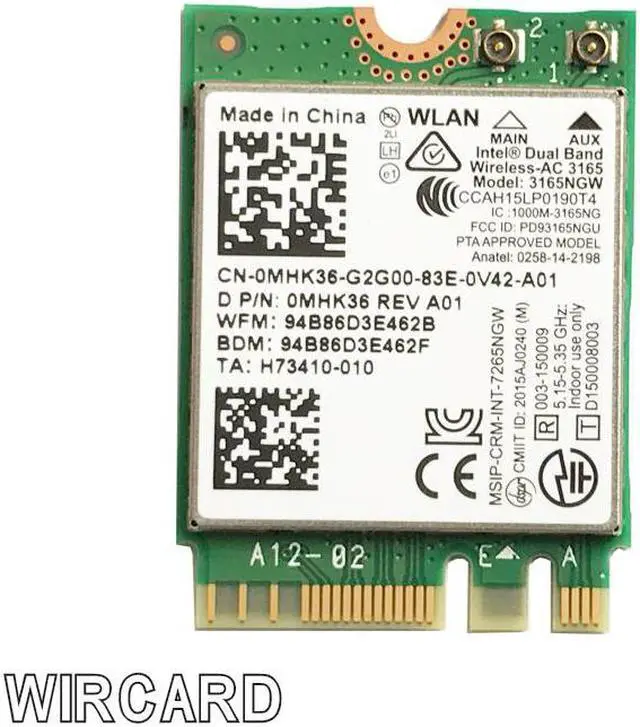Main image of Dual Band 3165NGW NGFF For Intel 3165NGW M.2 802.11ac WiFi 433Mbps WLAN Card+BT 4.0 2.4G/5Ghz Network