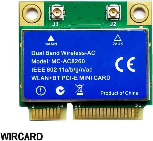 Alt view image 2 of 3 - MC-AC8260 Dual Band 1200M WIFI CARD 802.11ac BT 4.2 MINI PCI-E 2.4G/5G for intel 8260NGW 8260D2W