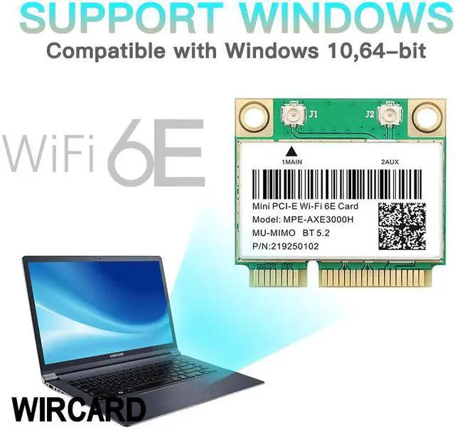 Alt view image 2 of 3 - AXE3000H 5374Mbps Wifi 6E For AX210 Mini PCIE Wifi Card For BT5.2 802.11AX 2.4G/5G/6Ghz Wlan Network Card Adapter For Windows 10
