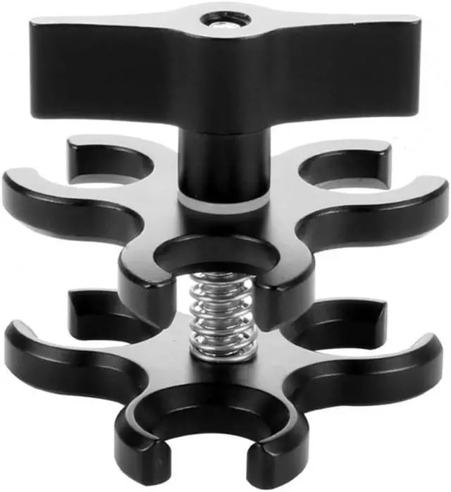 Alt view image 6 of 6 - 3-Hole Aluminum Triple Butterfly Clip Diving Light Arm Ball Head (Black) & 1 Inch Ball To Ys Head Clip Arm For Action Video Came