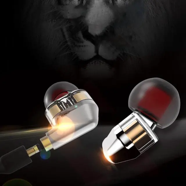 Alt view image 6 of 6 - In-Ear Double Moving Coil Headphone With Microphone Dual-Unit HIFI Heavy Bass Detachable Cable