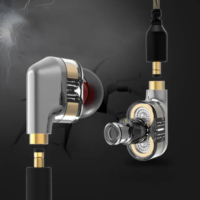 Alt view image 5 of 6 - In-Ear Double Moving Coil Headphone With Microphone Dual-Unit HIFI Heavy Bass Detachable Cable