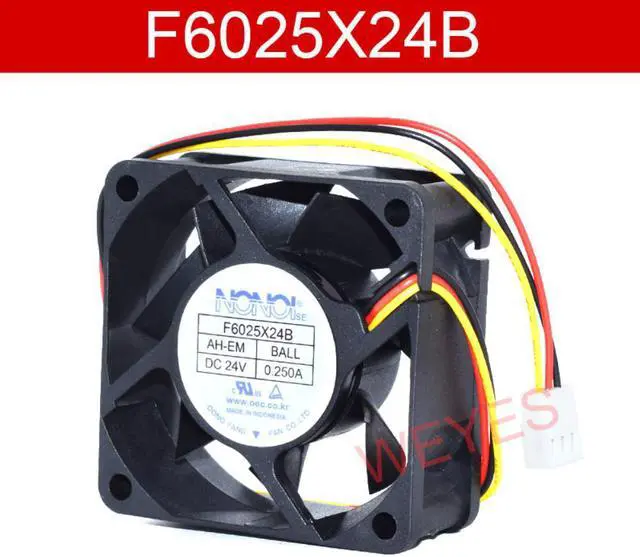 Alt view image 3 of 4 - F6025X24B DC24V 0.250A 60mm * 60mm * 25mm Three Lines Cooling Fan