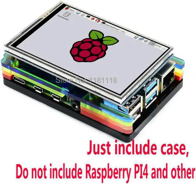 Alt view image 2 of 2 - Raspberry Pi 4 model B case Colorful Rainbow Acrylic Case for 4B with Cooling Fan