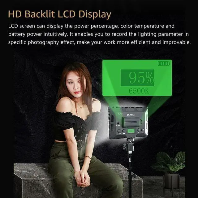 Alt view image 3 of 4 - NiceFoto Dimmable Bi-Color LED Video Panel Light 3200K-6500K SL-150A