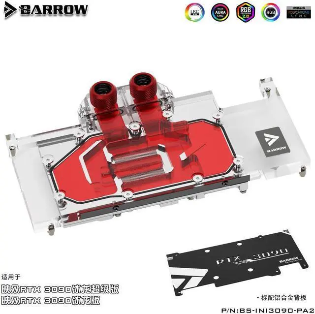 Alt view image 2 of 3 - Barrow BS-INI3090-PA2 A-RGB full coverage GPU Water Block for INNO3D 3090 Aurora