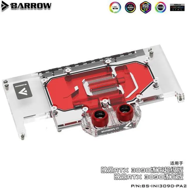 Alt view image 3 of 3 - Barrow BS-INI3090-PA2 A-RGB full coverage GPU Water Block for INNO3D 3090 Aurora