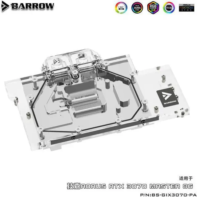 Alt view image 3 of 3 - Barrow  BS-GIX3070-PA Gigabyte AORUS 3070 Full Coverage Graphics Cooling Head Radiator