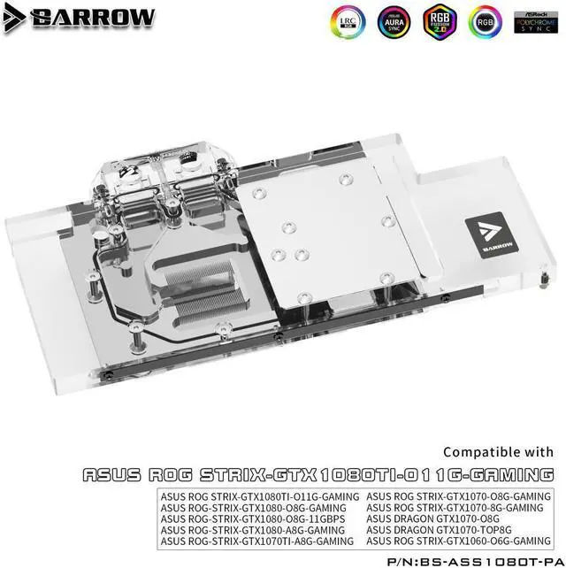 Alt view image 2 of 3 - Barrow BS-ASS1080T-PA GPU Water Block(ASUS ROG STRIX GTX 1080Ti /1080/1070/1060)