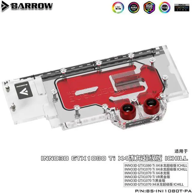 Alt view image 3 of 3 - Barrow BS-INI1080T-PA GPU Water Block for INNO3D ichll GTX1080Ti/1080/1070Ti/1070/1070Ti VR  water cooler