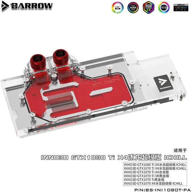 Alt view image 2 of 3 - Barrow BS-INI1080T-PA GPU Water Block for INNO3D ichll GTX1080Ti/1080/1070Ti/1070/1070Ti VR  water cooler