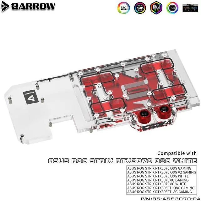 Alt view image 2 of 3 - Barrow BS-ASS3070-PA ASUS Raptor 3070 full coverage graphics card cold head radiator Aurora