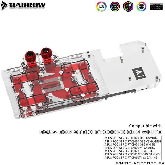 Alt view image 3 of 3 - Barrow BS-ASS3070-PA ASUS Raptor 3070 full coverage graphics card cold head radiator Aurora