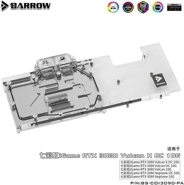 Alt view image 3 of 3 - Barrow BS-COI3090-PA colorful Vulcan 3090 full coverage graphics card cold head radiator