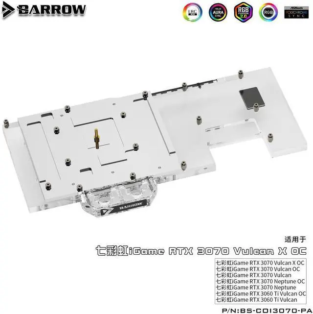 Alt view image 3 of 3 - Barrow BS-COI3070-PA full coverage GPU Water Block for Colorful Vulan 3070 Aurora