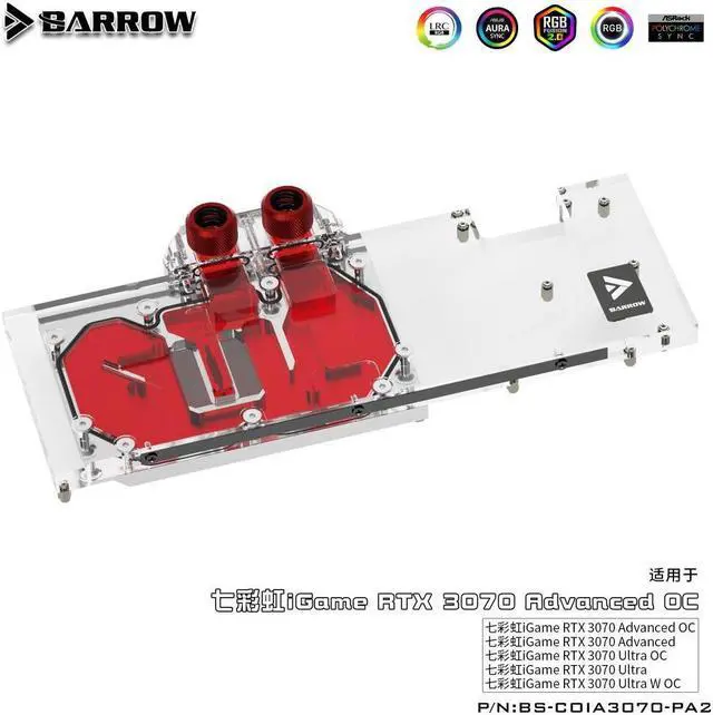 Alt view image 3 of 3 - Barrow BS-COIA3070-PA2 full coverage GPU Water Block for Colorful 3070 Advanced OC Aurora