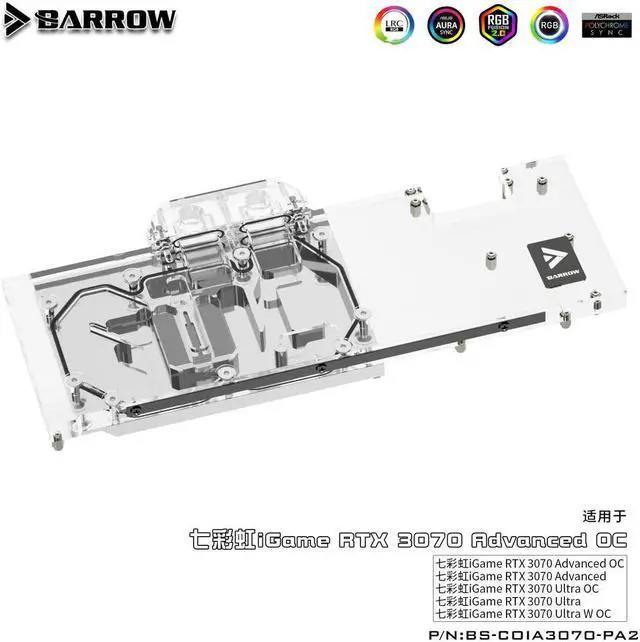 Alt view image 2 of 3 - Barrow BS-COIA3070-PA2 full coverage GPU Water Block for Colorful 3070 Advanced OC Aurora