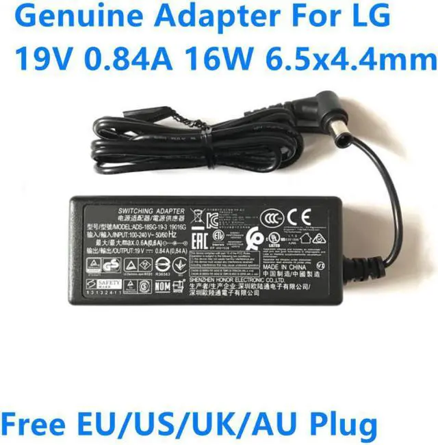 Main image of 19V 0.84A 16W 6.5x4.4mm AC Adapter For LG 19M38A 19M38D 22MK400A ADS-18FSG-19 EAY63032003 LCAP36-E LCAP60-C Charger