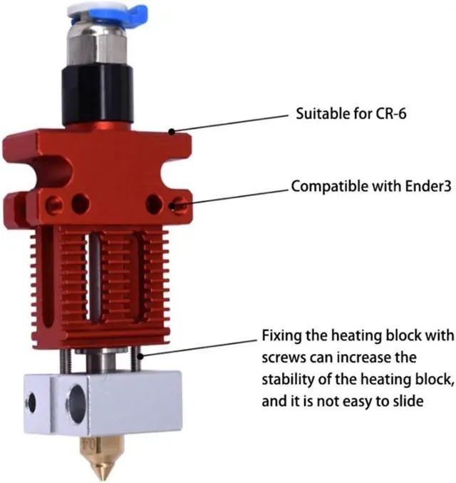 Alt view image 3 of 3 - 3D Printer Accessories 1.75MM All Metal CR6 SE Print Head Full Set of Hot End Components Extrusion Head