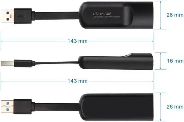 Alt view image 3 of 3 - USB to Ethernet Adapter 2.5G Network Card RJ45 to USB 3.0 10/100/1000Mbps LAN Gigabit Network Adapter for Windows