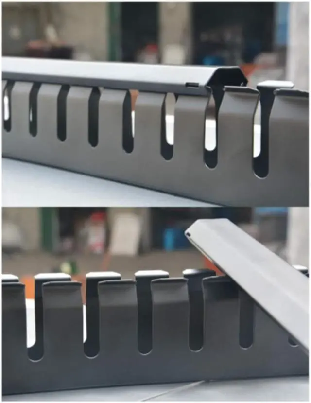 Alt view image 2 of 3 - 1U Cable Management Horizontal Mount 19 Inch Server Rack , 12 Slot Metal Finger Duct Wire Organizer With Cover