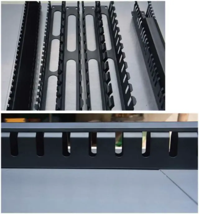 Alt view image 3 of 3 - 1U Cable Management Horizontal Mount 19 Inch Server Rack , 12 Slot Metal Finger Duct Wire Organizer With Cover