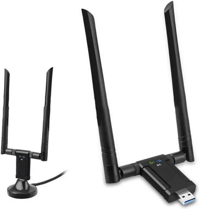 Alt view image 2 of 3 - USB WiFi Adapter Dual Band Wireless Network Adapter USB3.0 1200Mbps 5.8G 2.4G WiFi Dongle High Gain 5DBi Antennas for PC