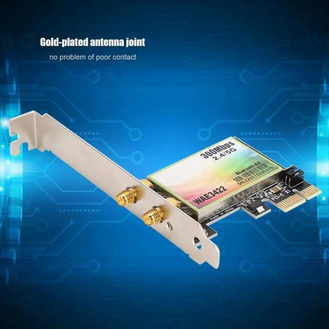 Alt view image 3 of 3 - Wireless WiFi PCIe Card, 2.4G/5G Dual Band Wireless PCI Express Adapter, 300Mbps Wireless Network Card