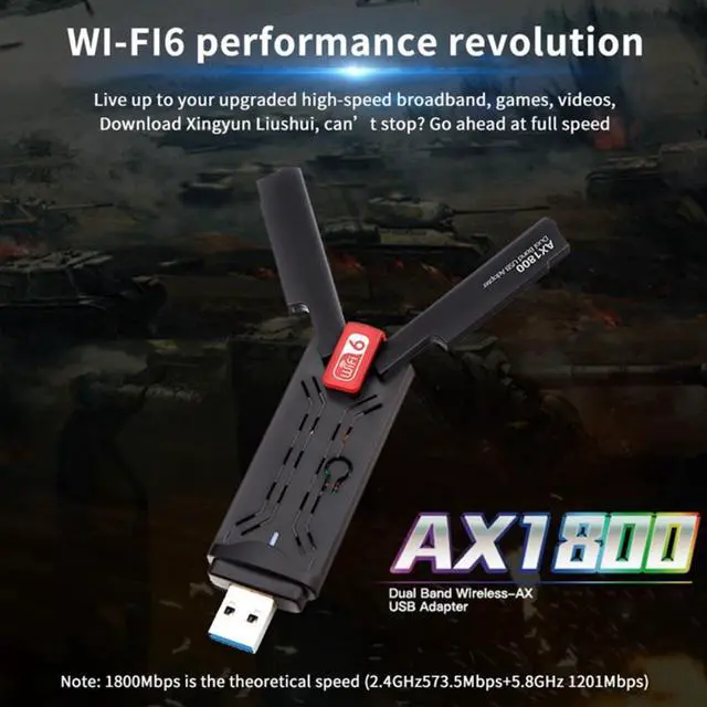 Alt view image 2 of 3 - 1800Mbps Wifi 6 USB Ethernet Adapter USB 3.0 Wifi Antenna Dongle 802.11Ax Dual Band 2.4G/5Ghz Wi-Fi Network Card for PC