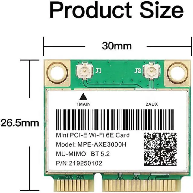 Alt view image 2 of 3 - WiFi 6E 2400Mbps AX210 MPE-AXE3000H Wireless Mini PCI-E Card for BT 5.2 802.11AX 2.4G/5G/6Ghz Wlan Network Card Adapter