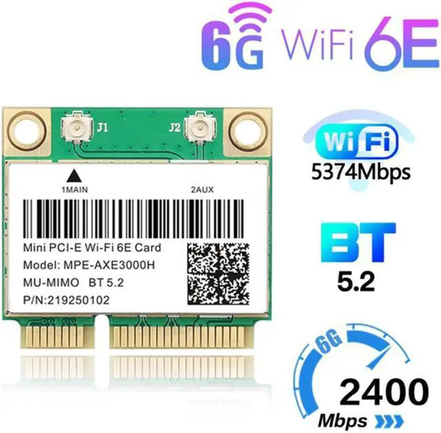 Alt view image 3 of 3 - WiFi 6E 2400Mbps AX210 MPE-AXE3000H Wireless Mini PCI-E Card for BT 5.2 802.11AX 2.4G/5G/6Ghz Wlan Network Card Adapter