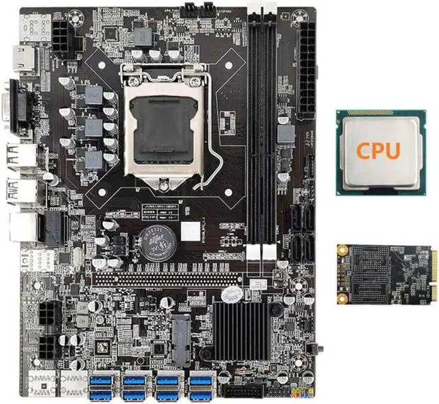B75 ETH Mining Motherboard+CPU+128G MSATA SSD LGA1155 8XPCIE to USB ...