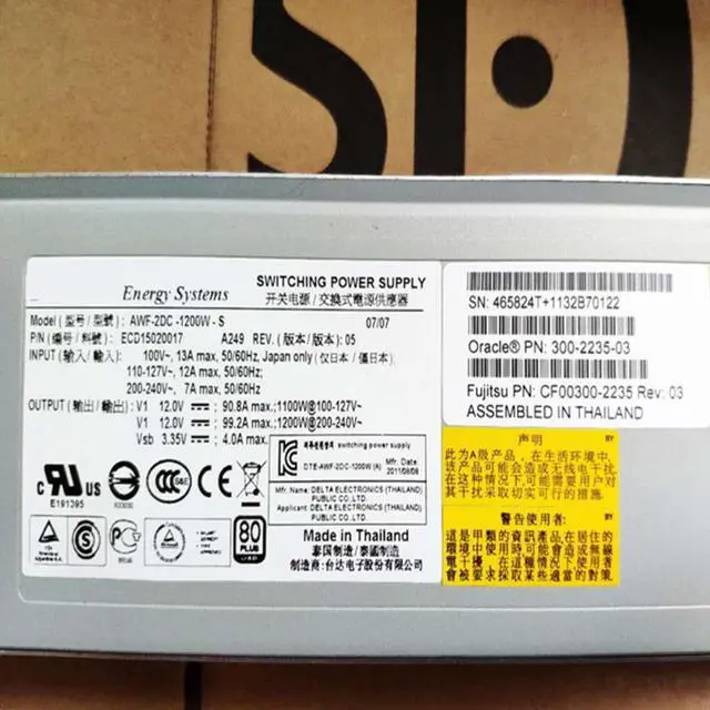 Alt view image 3 of 3 - Almost Power Supply For Sun T3-1 T4-1 X4270M2 T5240 1200W AWF-2DC-1200W-S 300-2235-03 300-2304-01
