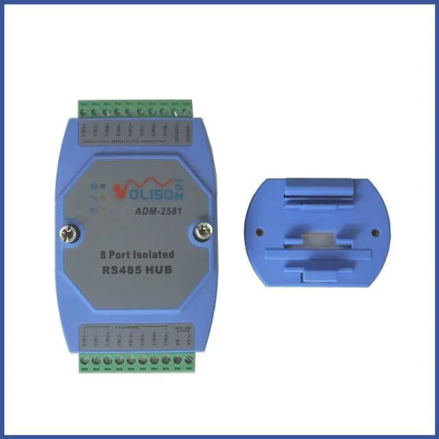 Main image of Isolated 8-way 485 Hub 8-port RS485 Distributor 1-to-8 Sharer Repeater Industrial Grade Guide Rail