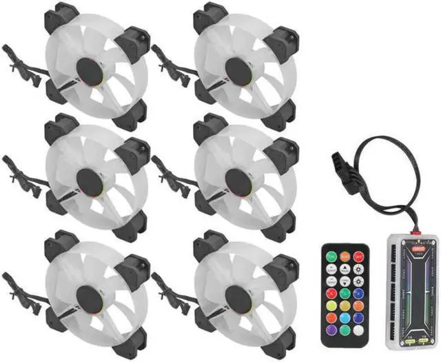 Alt view image 2 of 3 - 6pcs Computer Case Fan 120mm 6PIN Ultra Quiet Adjustable Color RGB PC Computer Case Noise Reduction Cooling Fan with Remote Hub