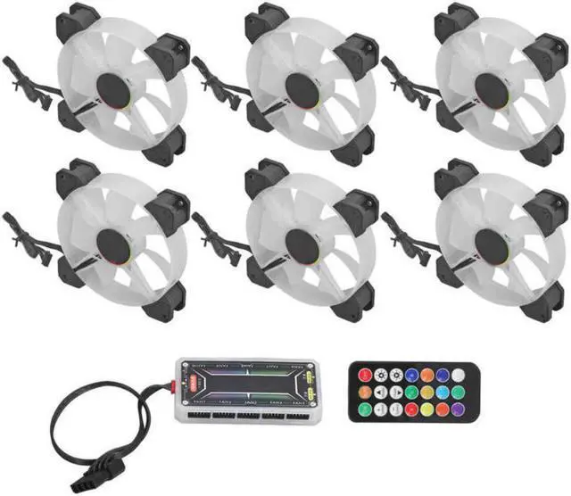 Alt view image 3 of 3 - 6pcs Computer Case Fan 120mm 6PIN Ultra Quiet Adjustable Color RGB PC Computer Case Noise Reduction Cooling Fan with Remote Hub