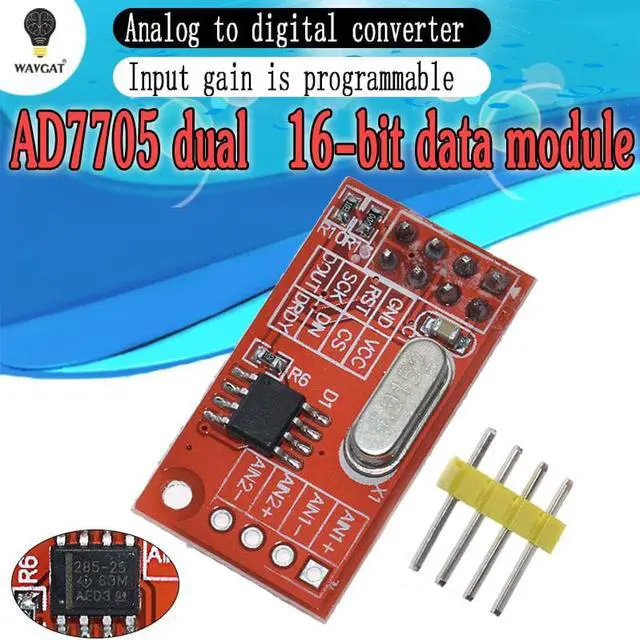 Main image of WAVGAT official AD7705 Dual 16 bit ADC Data Acquisition Module Input Gain Programmable SPI Interface TM7705