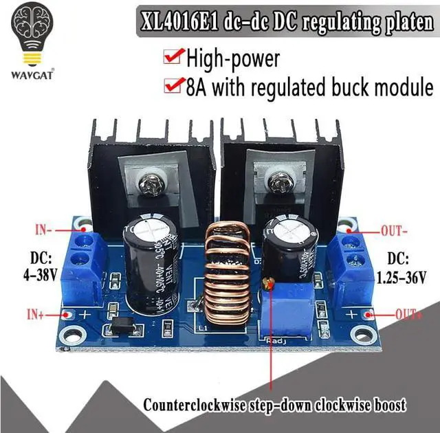 Main image of XL4016 PWM Adjustable 4-36V To 1.25-36V Step-Down Board Module Max 8A 200W DC-DC Step Down Buck Converter Power Supply