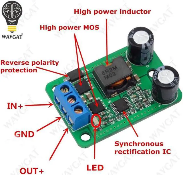 Alt view image 2 of 3 - 24V/12V To 5V/5A 25W DC-DC Buck Step Down Power Supply Module Synchronous Rectification Power Converter