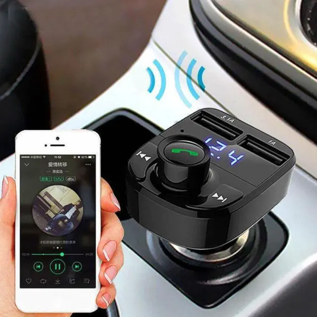 Alt view image 4 of 4 - X8 Car FM Transmitter Bluetooth-compatible Hands-MP3 TF Player Dual USB