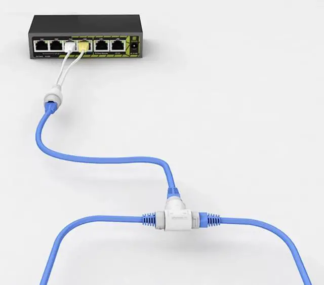 Alt view image 4 of 4 - POE Splitter 2-in-1  Cabling Connector Three-way RJ45 Connector Camera