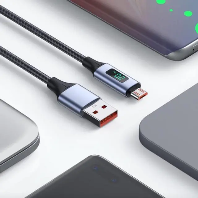 Alt view image 2 of 4 - Braided Fast Charging and 480Mbps Data Sync Cord Digital Display Data Cable