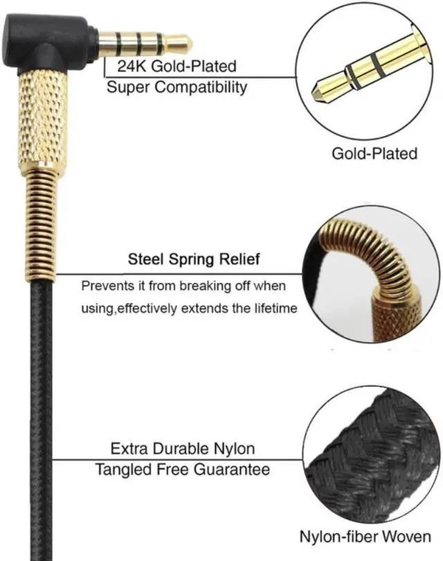 Alt view image 4 of 4 - Replacement Braided Cable With External Microphone for sony WH-1000XM4 WH-1000XM3 WH-1000XM2 MDR-1AM2 Headphones
