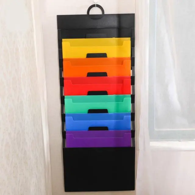 Alt view image 2 of 4 - Wall Mounted Hanging File Folder Holder Mail Organizers Home Office Supplies Storage Pocket Chart for Papers Magazine