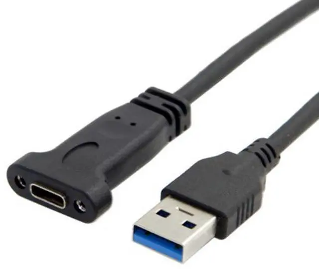Main image of Generic 0,2 Mt USB-C USB 3.1 Typ C TYPE-C Buchse auf USB 3,0 A Stecker Datenkabel 20 cm mit Panel Spannschraube loch