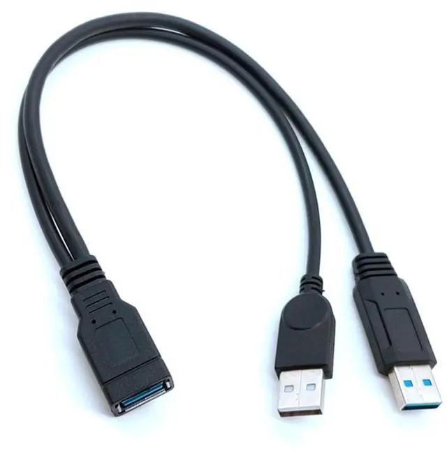 Main image of Generic 0.3M Cable USB 3.0 Female to Dual USB Male With Extra Power Data Y Extension Cable for 2.5"