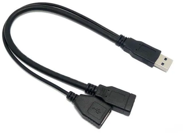 Main image of Generic One in two USB3.0 two in one three head adapter cable for vehicle use, one male and two female charging data extension cable