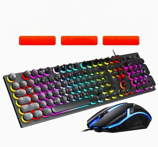 Main image of RGB Wired Gaming Keyboard Mouse Combo Thunder Wolf Mechanical Feel LED Backlit Ergonomic Plug Play Gaming Setup Student Back to School Gift PC Laptop
