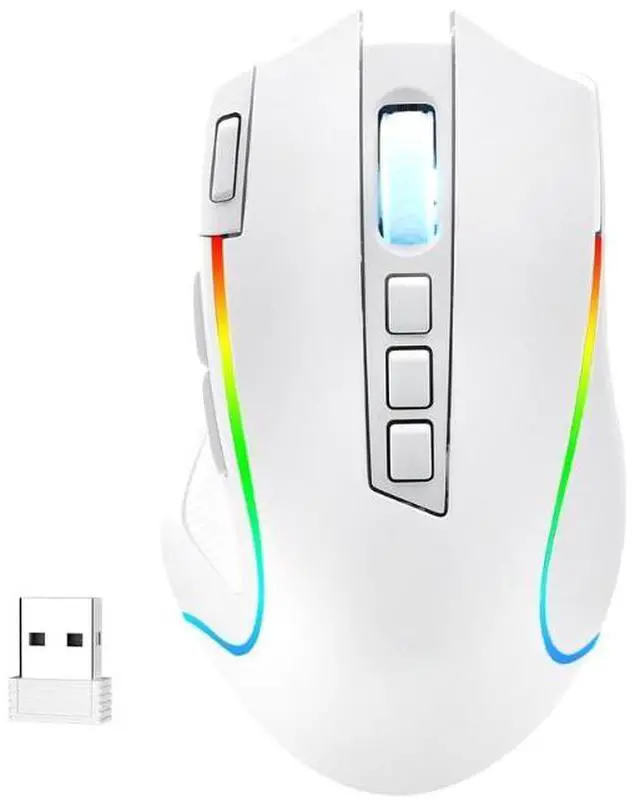 Main image of PRO RGB 8000 DPI Wired/Wireless 9 Programmable Buttons 6 Backlit Modes Gaming Mouse, White
