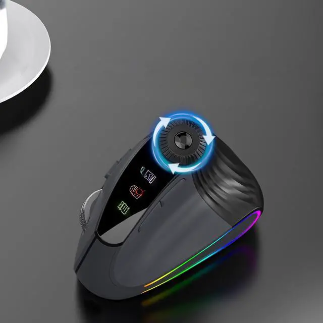 Main image of RGB Backlit Speed Roller Wireless Vertical Mouse with Function Adjustment Knob Bluetooth USB Ergonomic Mice Slient Click